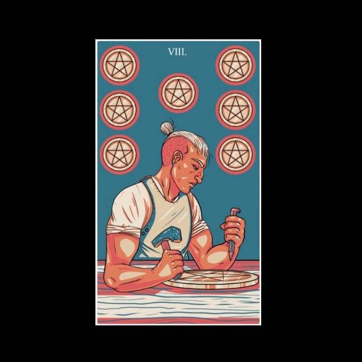 ВОСЬМЁРКИ ЖЕЗЛОВ, КУБКОВ, МЕЧЕЙ И ПЕНТАКЛЕЙ В КАРТАХ ТАРО Цифра «восемь» полна силы. Той силы, что обычно движет нас вперед, зачастую с огромной скоростью. При этом повернутая горизонтально восьмерка становится символом бесконечности. Когда эта Сила замыкается петлей, она становится настоящей ловушкой.